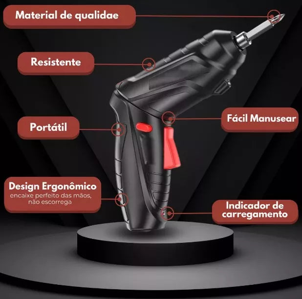 Parafusadeira e Furadeira sem Fio Portátil